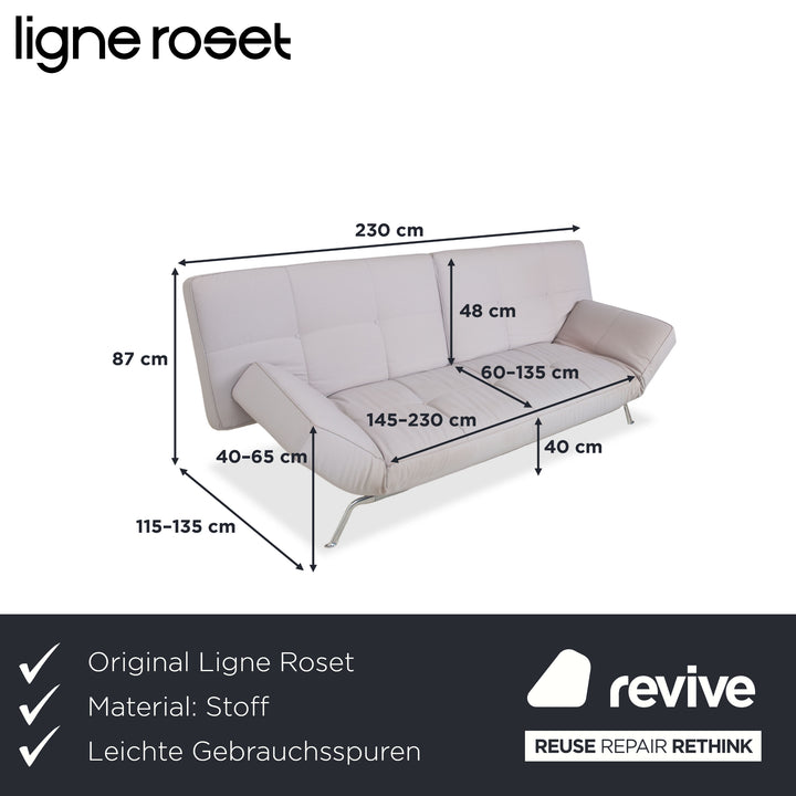 Ligne Roset Smala Dreisitzer Stoff Sofa Hellgrau Schlafsofa manuelle Schlaffunktion