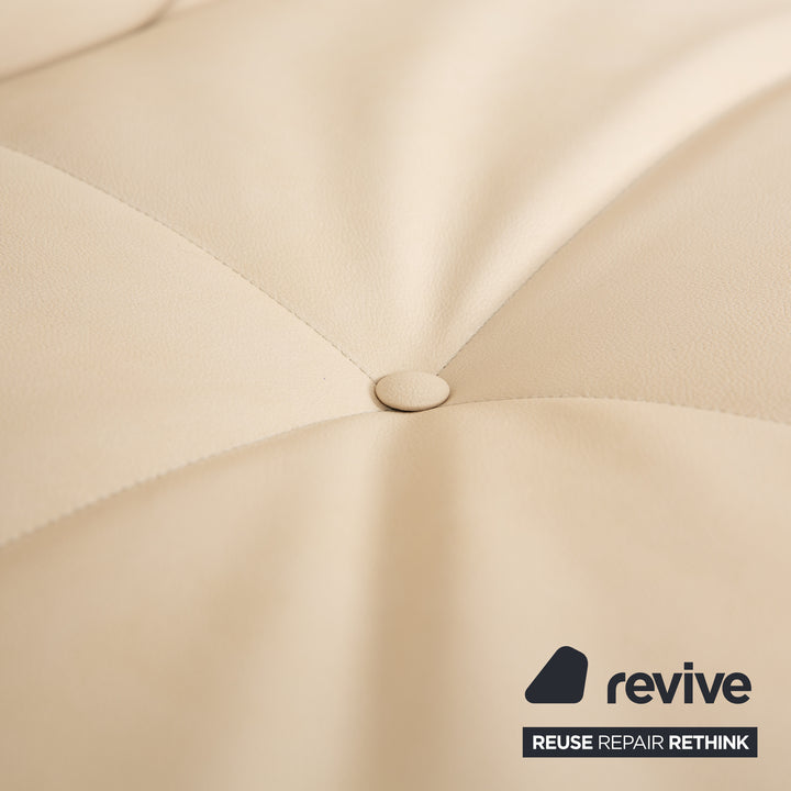Ligne Roset Smala Three-Seater Cream Beige Textile Leather Manual Function Sofa Couch New Cover