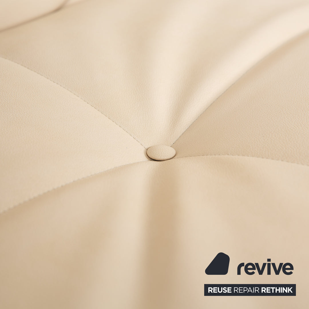 Ligne Roset Smala Three-Seater Cream Beige Textile Leather Manual Function Sofa Couch New Cover