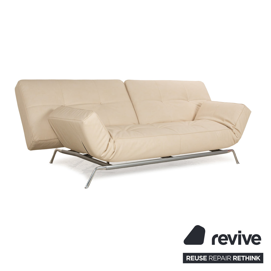 Ligne Roset Smala Three-Seater Cream Beige Textile Leather Manual Function Sofa Couch New Cover