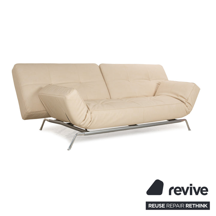 ligne roset Smala faux leather three seater cream manual function sofa couch