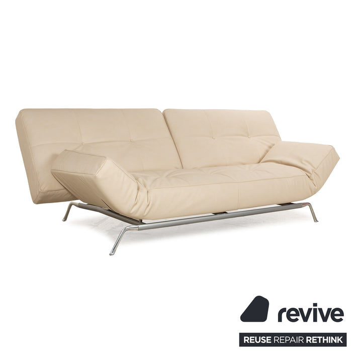 Ligne Roset Smala Three-Seater Cream Beige Textile Leather Manual Function Sofa Couch New Cover