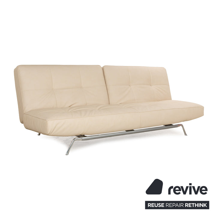 Ligne Roset Smala Three-Seater Cream Beige Textile Leather Manual Function Sofa Couch New Cover