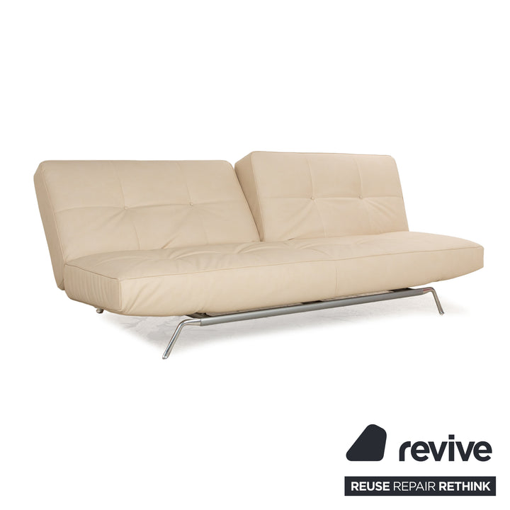 Ligne Roset Smala Three-Seater Cream Beige Textile Leather Manual Function Sofa Couch New Cover