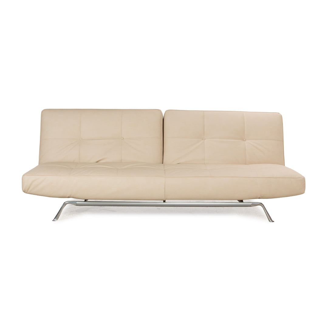 ligne roset Smala faux leather three seater cream manual function sofa couch