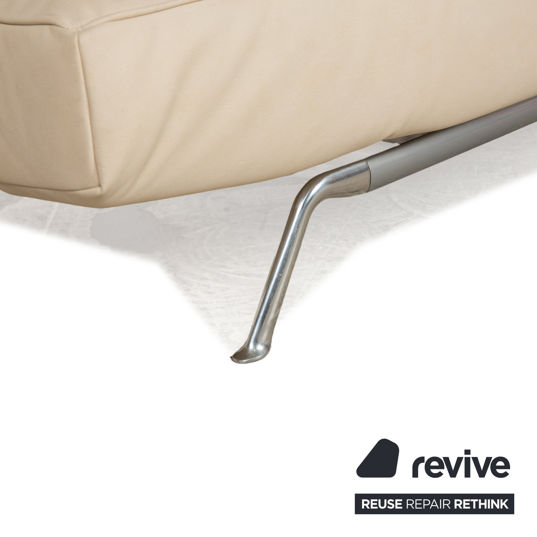 Ligne Roset Smala Three-Seater Cream Beige Textile Leather Manual Function Sofa Couch New Cover