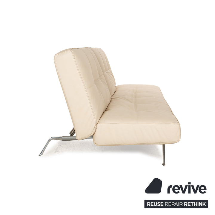 Ligne Roset Smala Three-Seater Cream Beige Textile Leather Manual Function Sofa Couch New Cover