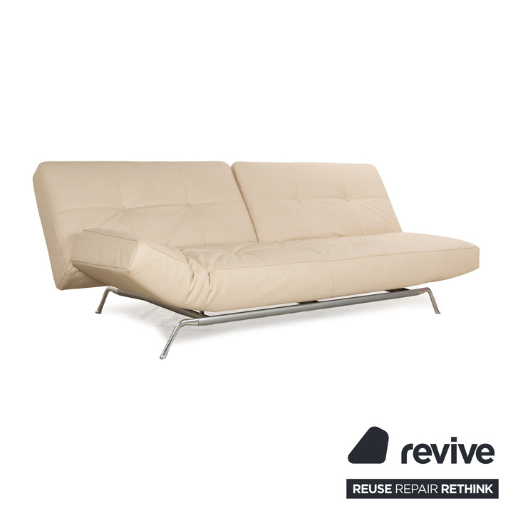 Ligne Roset Smala Three-Seater Cream Beige Textile Leather Manual Function Sofa Couch New Cover