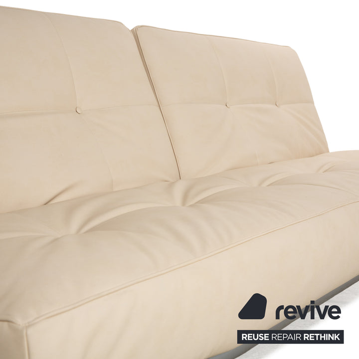 Ligne Roset Smala Three-Seater Cream Beige Textile Leather Manual Function Sofa Couch New Cover