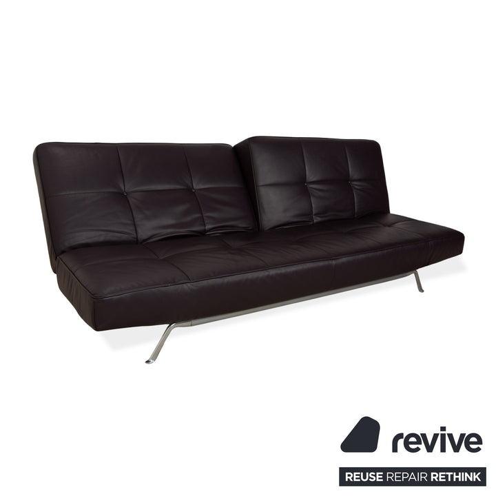 Ligne Roset Smala Leder Dreisitzer Aubergine Lila manuelle Funktion Sofa Couch