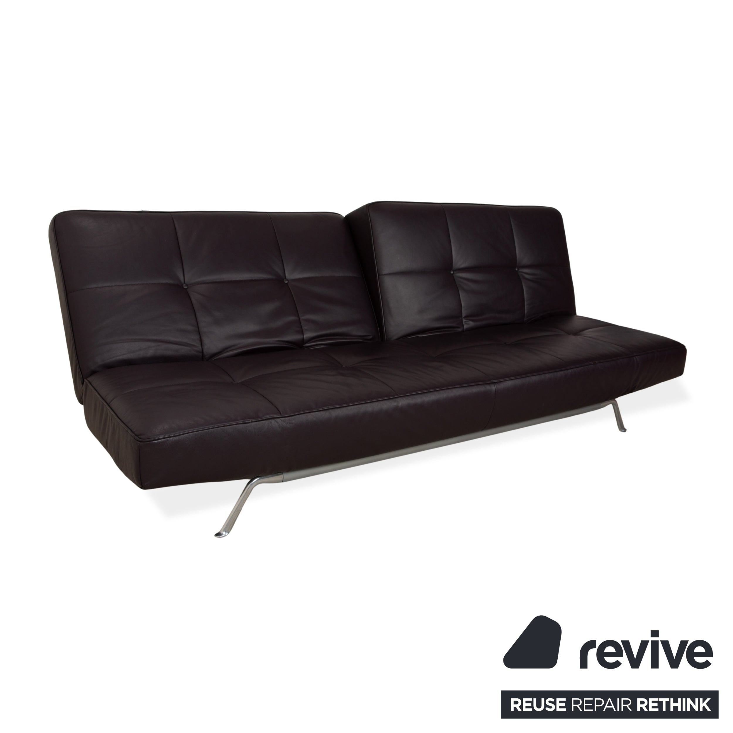 Ligne Roset Smala Leder Dreisitzer Aubergine Lila manuelle Funktion Sofa Couch