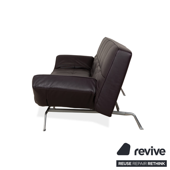 Ligne Roset Smala Leder Dreisitzer Aubergine Lila manuelle Funktion Sofa Couch