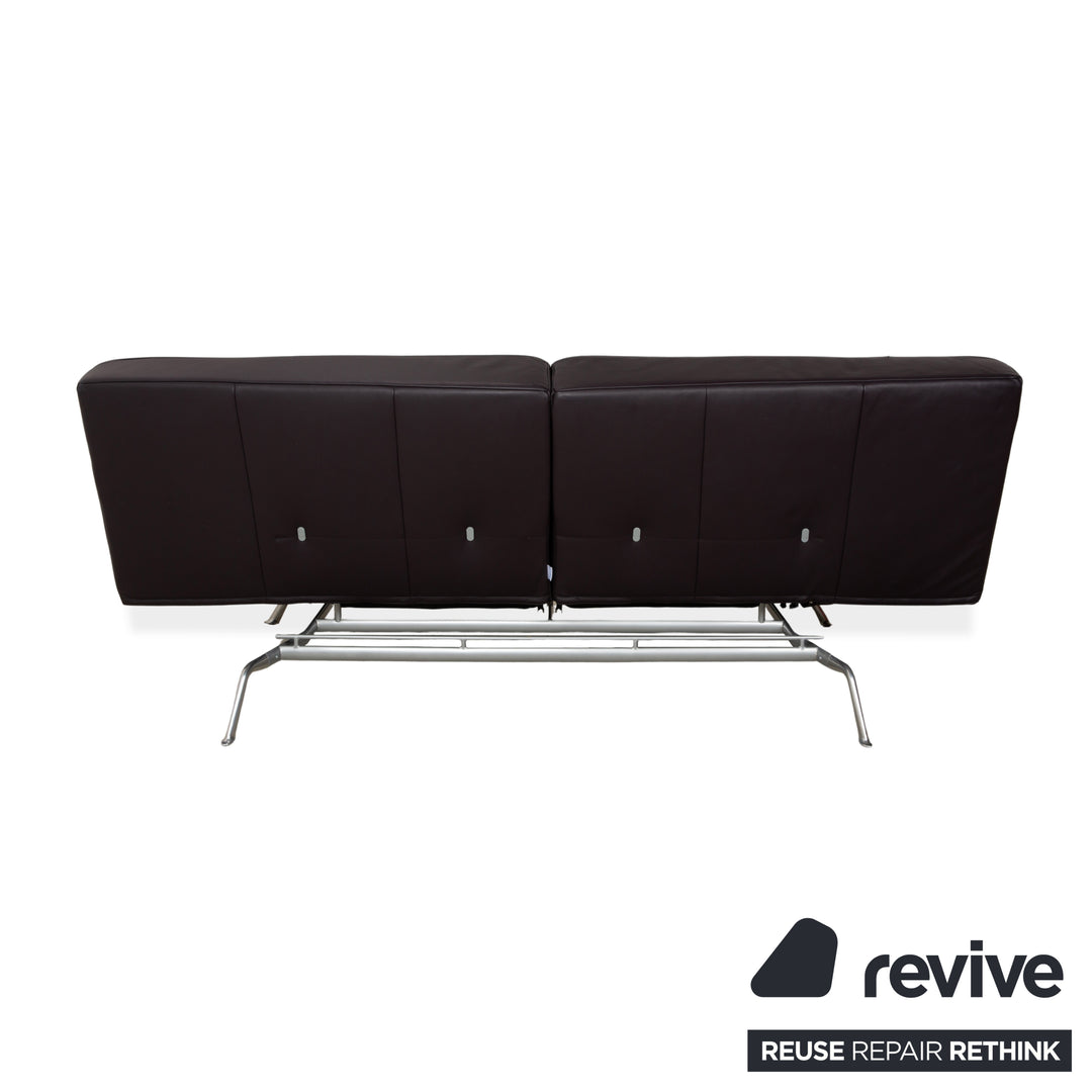 Ligne Roset Smala Leder Dreisitzer Aubergine Lila manuelle Funktion Sofa Couch