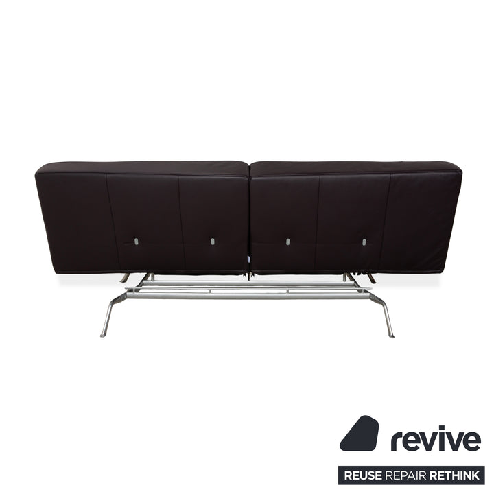 Ligne Roset Smala Leder Dreisitzer Aubergine Lila manuelle Funktion Sofa Couch