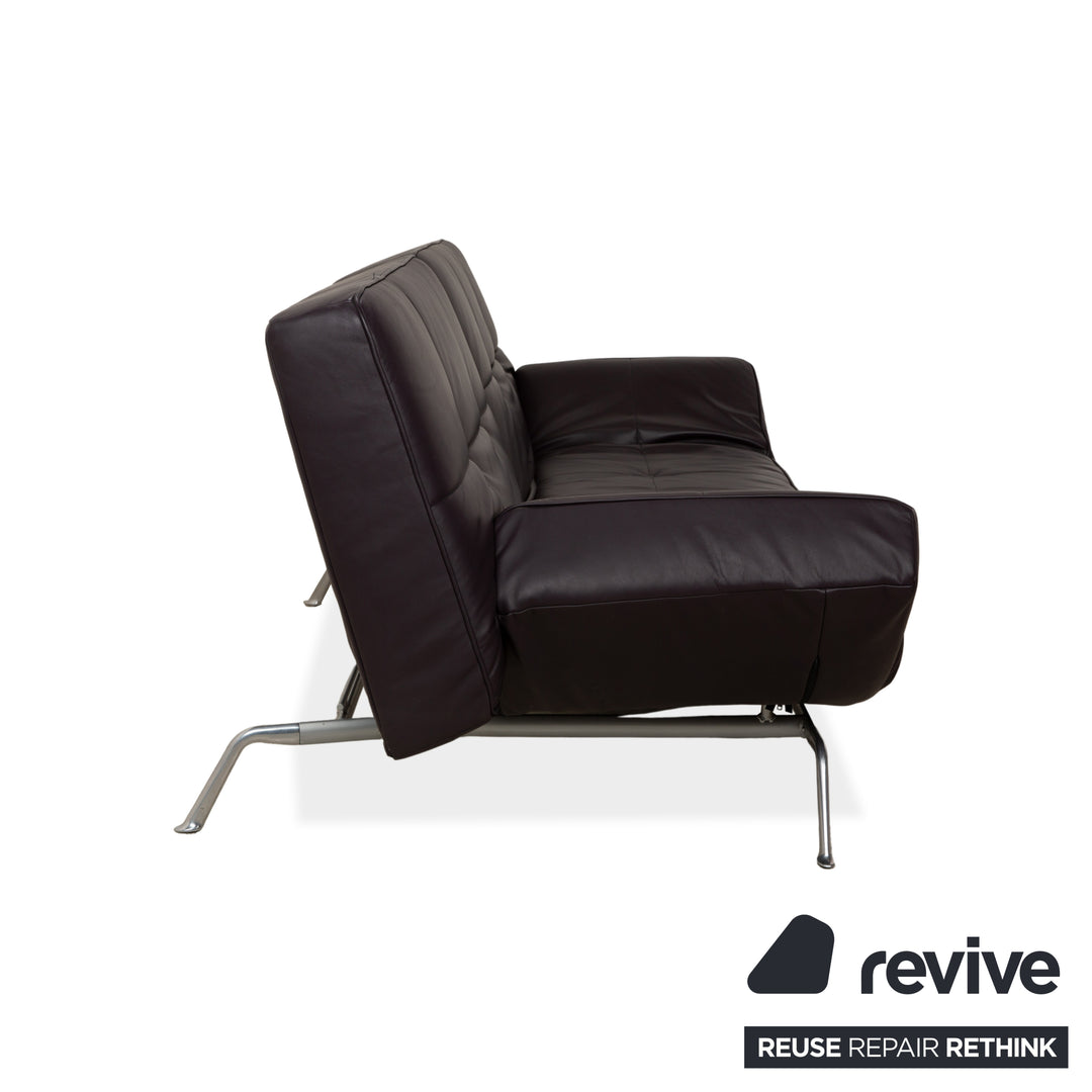 Ligne Roset Smala Leder Dreisitzer Aubergine Lila manuelle Funktion Sofa Couch