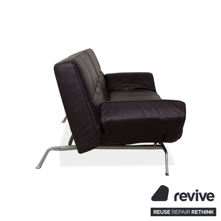 Ligne Roset Smala Leder Dreisitzer Aubergine Lila manuelle Funktion Sofa Couch