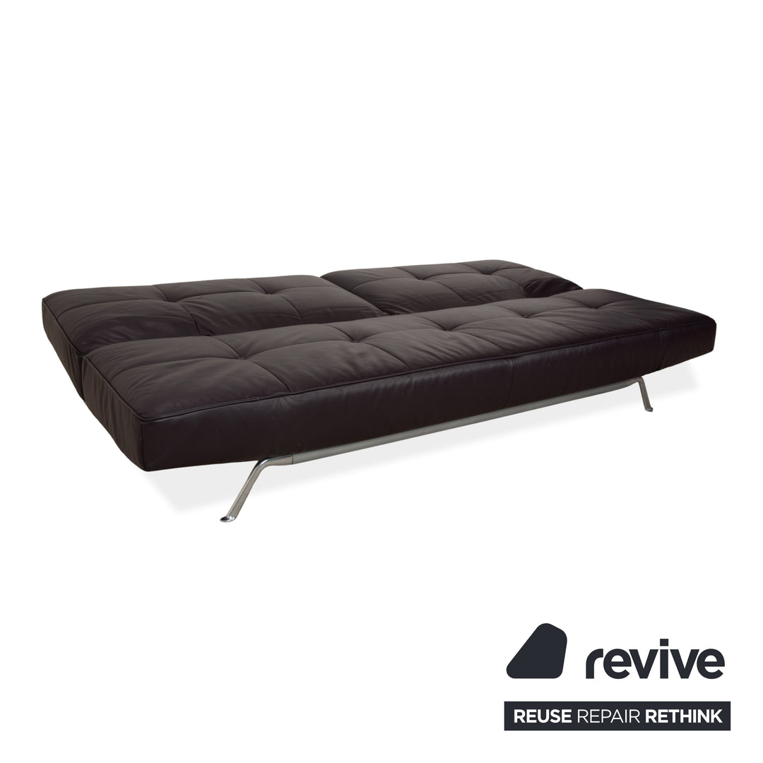Ligne Roset Smala Leder Dreisitzer Aubergine Lila manuelle Funktion Sofa Couch