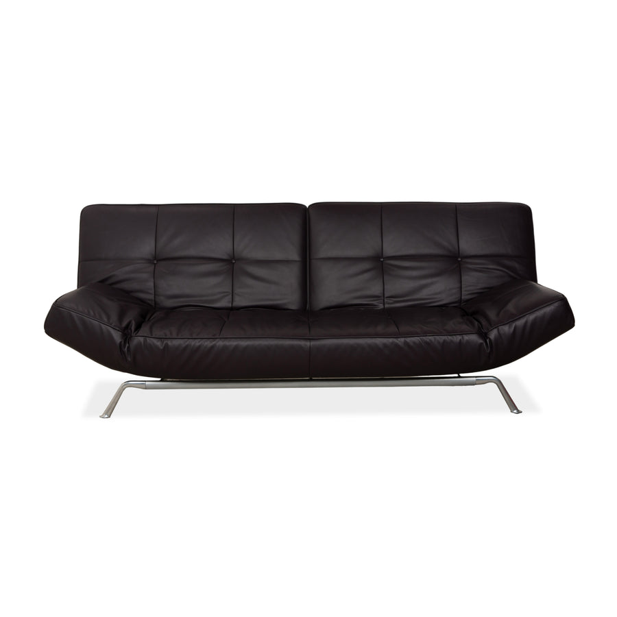 Ligne Roset Smala Leder Dreisitzer Aubergine Lila manuelle Funktion Sofa Couch