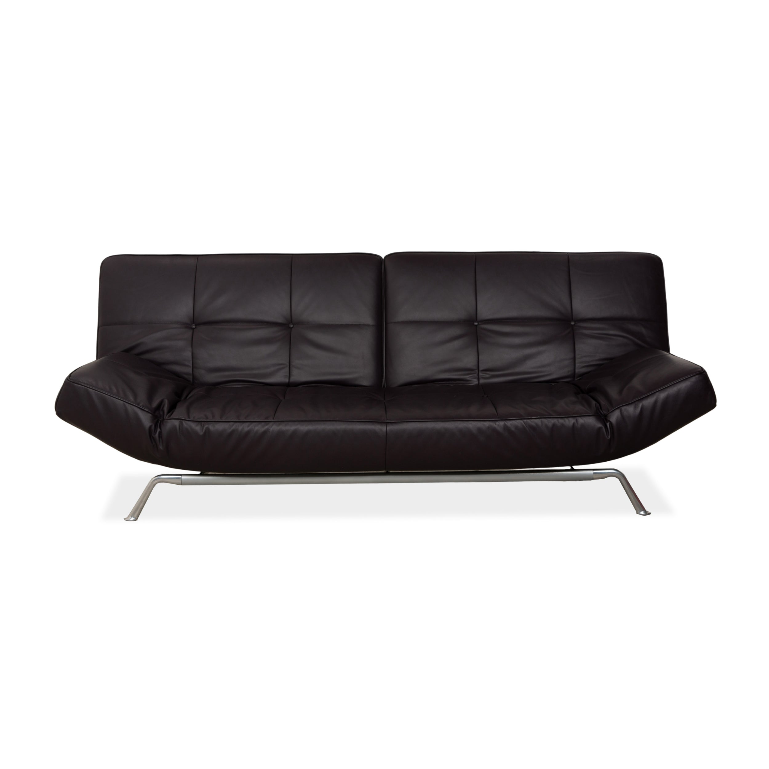 Ligne Roset Smala Leder Dreisitzer Aubergine Lila manuelle Funktion Sofa Couch