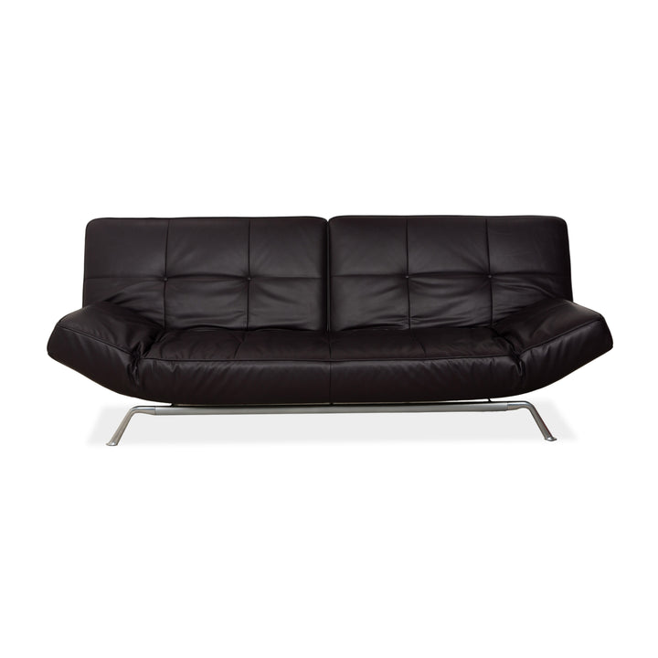 Ligne Roset Smala Leder Dreisitzer Aubergine Lila manuelle Funktion Sofa Couch