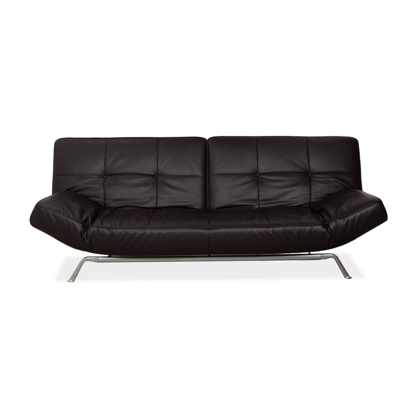Ligne Roset Smala Leder Dreisitzer Aubergine Lila manuelle Funktion Sofa Couch