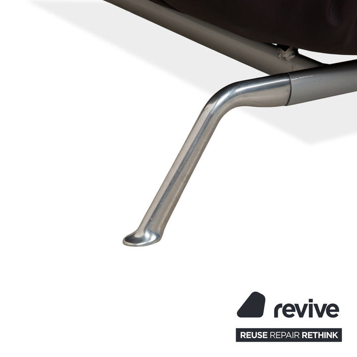 Ligne Roset Smala Leder Dreisitzer Aubergine Lila manuelle Funktion Sofa Couch