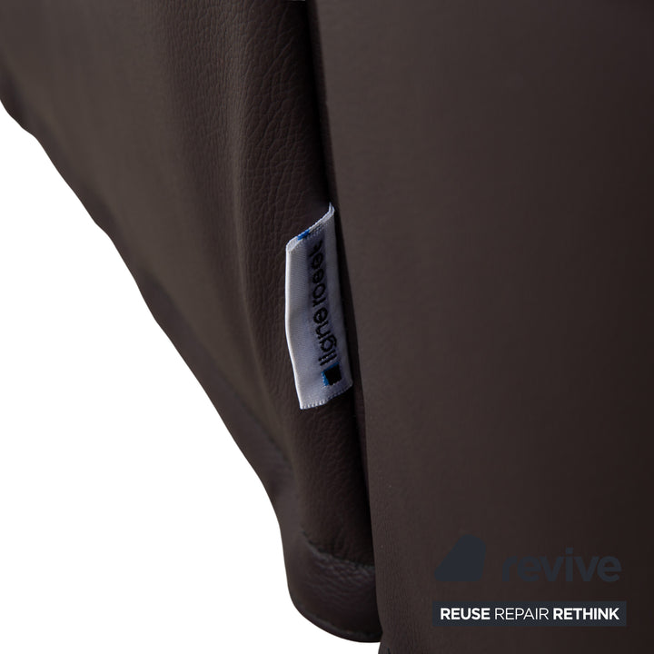 Ligne Roset Smala Leder Dreisitzer Aubergine Lila manuelle Funktion Sofa Couch