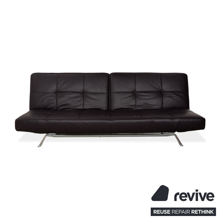 Ligne Roset Smala Leder Dreisitzer Aubergine Lila manuelle Funktion Sofa Couch