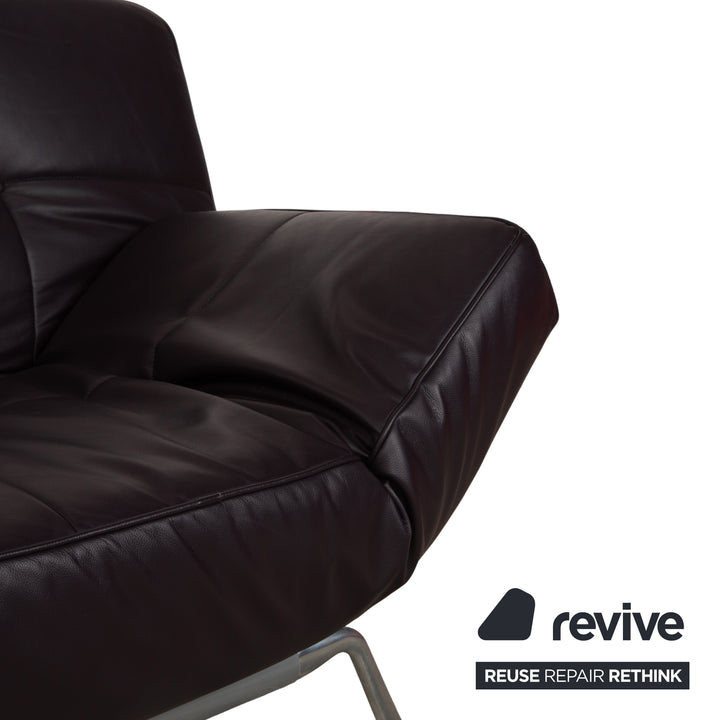 Ligne Roset Smala Leder Dreisitzer Aubergine Lila manuelle Funktion Sofa Couch