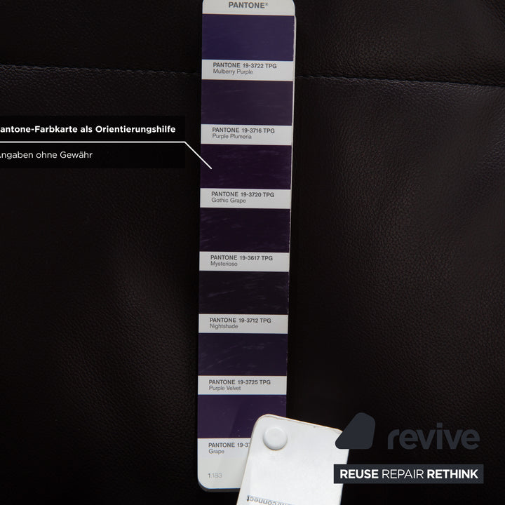 Ligne Roset Smala Leder Dreisitzer Aubergine Lila manuelle Funktion Sofa Couch