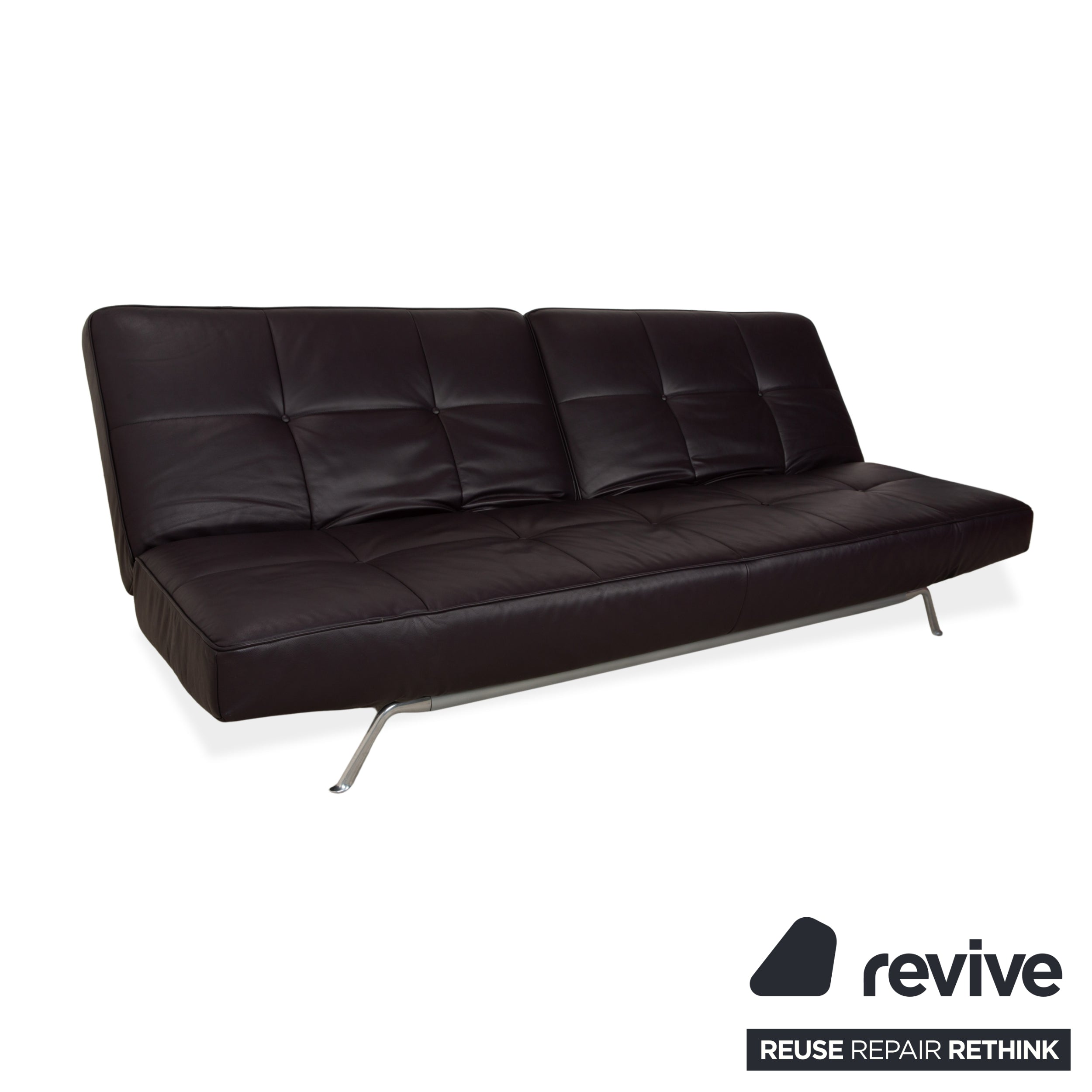 Ligne Roset Smala Leder Dreisitzer Aubergine Lila manuelle Funktion Sofa Couch
