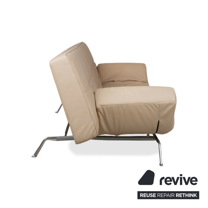 Ligne Roset Smala Leder Dreisitzer Creme Beige Sand manuelle Funktion Sofa Couch