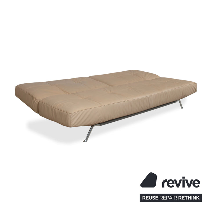 Ligne Roset Smala Leder Dreisitzer Creme Beige Sand manuelle Funktion Sofa Couch