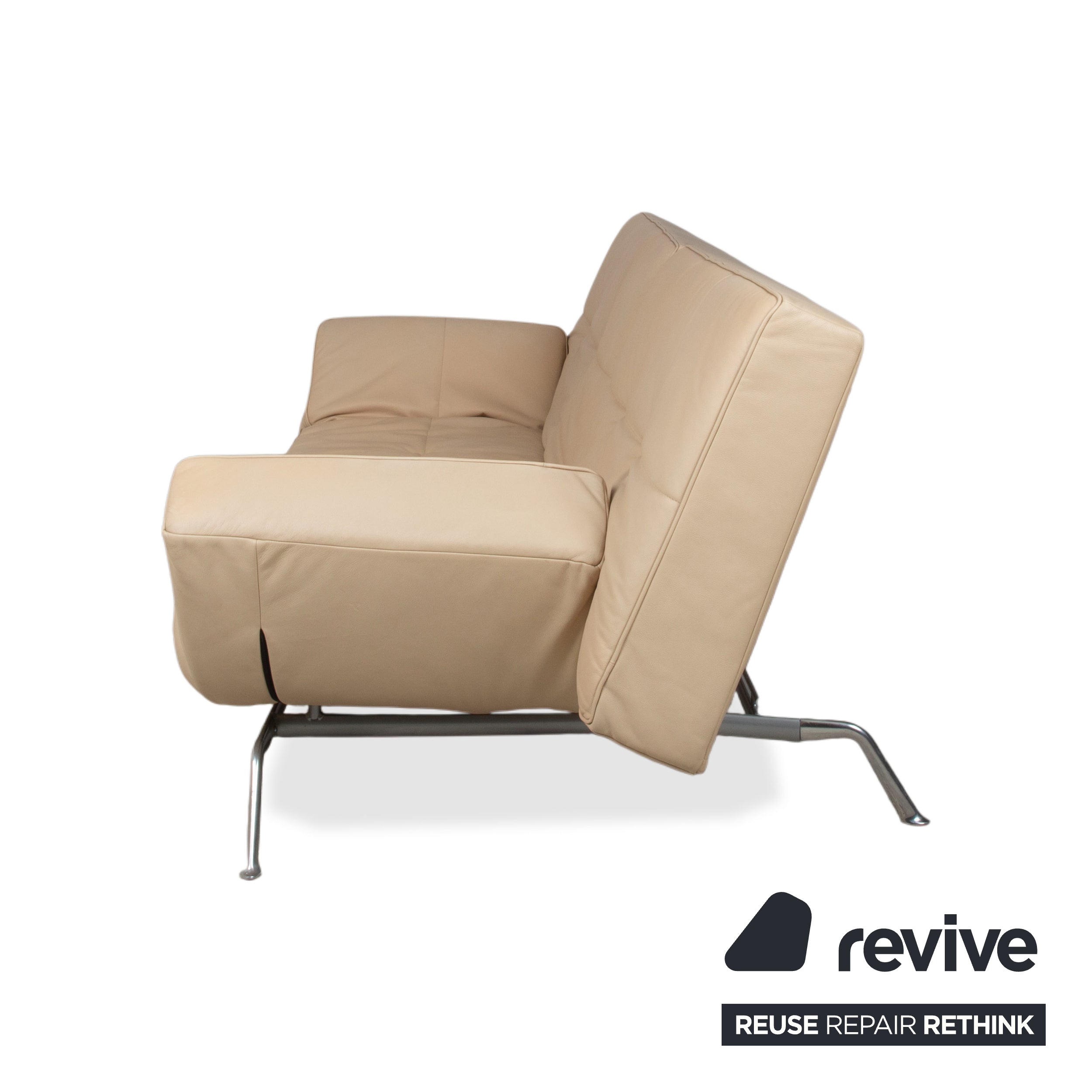 Ligne Roset Smala Leder Dreisitzer Creme Beige Sand manuelle Funktion Sofa Couch