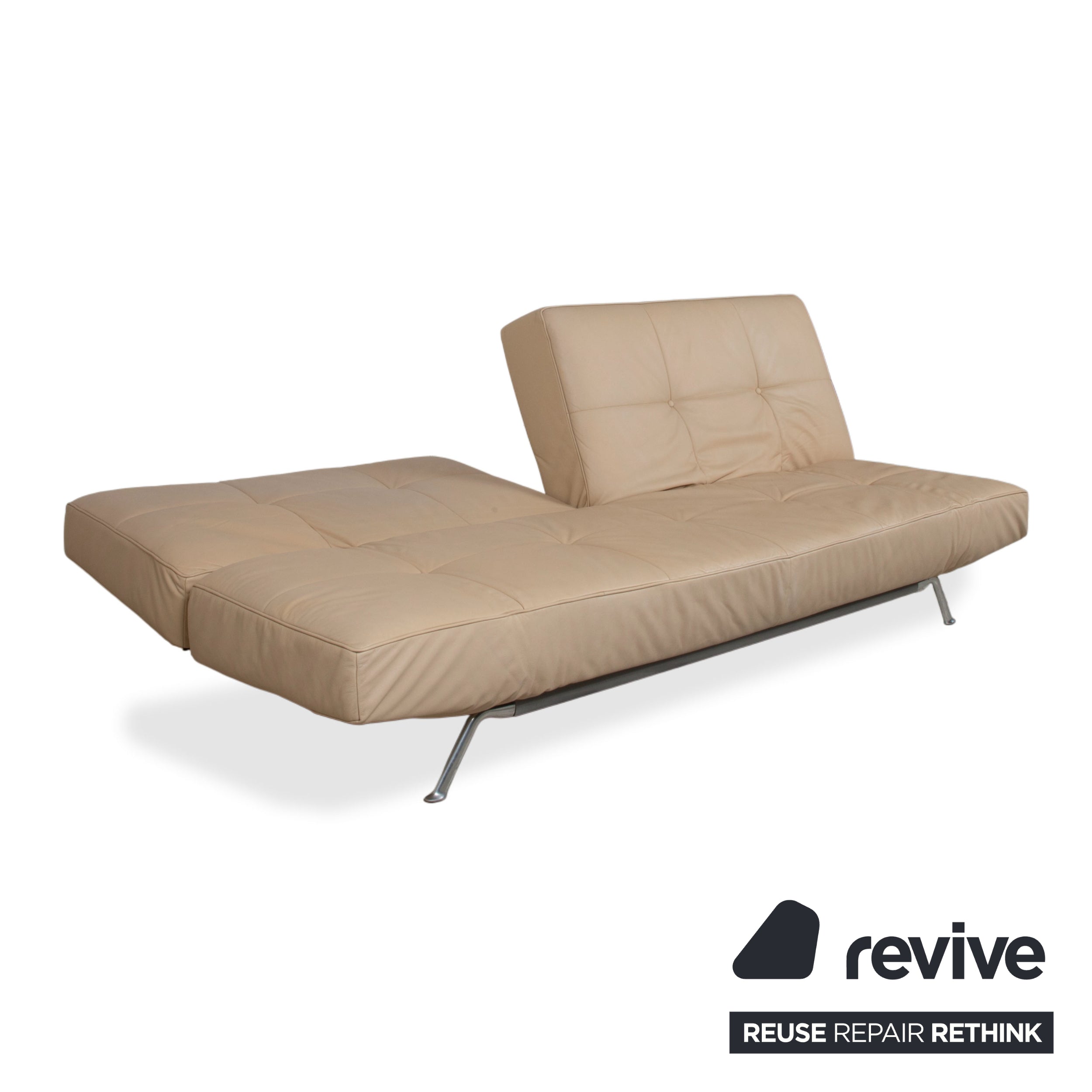 Ligne Roset Smala Leder Dreisitzer Creme Beige Sand manuelle Funktion Sofa Couch