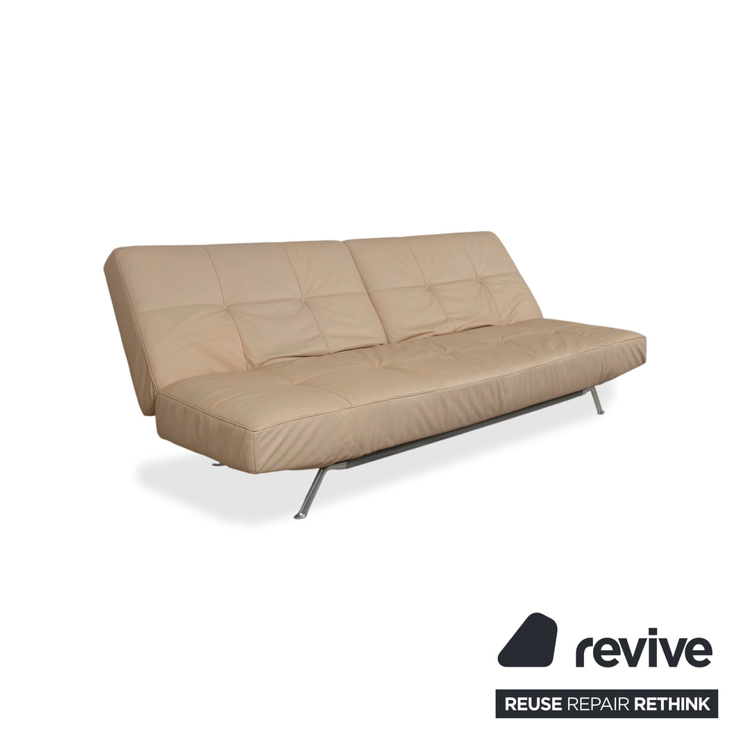 Ligne Roset Smala Leder Dreisitzer Creme Beige Sand manuelle Funktion Sofa Couch