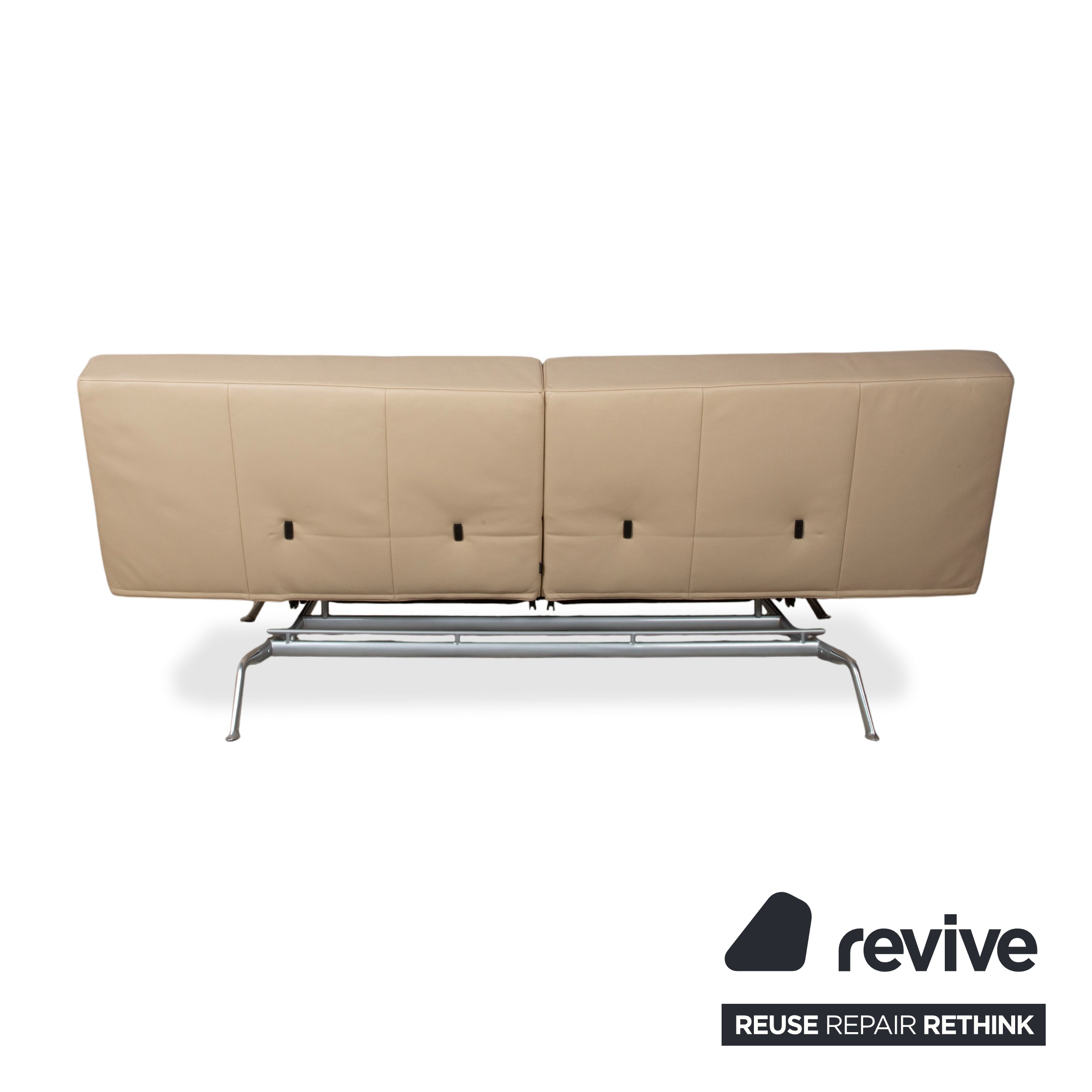 Ligne Roset Smala Leder Dreisitzer Creme Beige Sand manuelle Funktion Sofa Couch