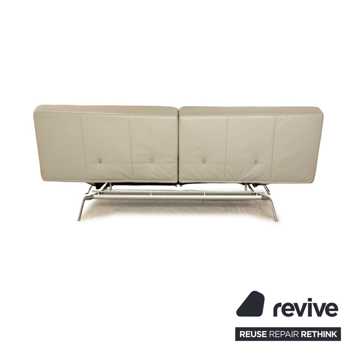 ligne roset Smala Leder Dreisitzer Grau Sofa Couch manuelle Funktion Schlaffunktion