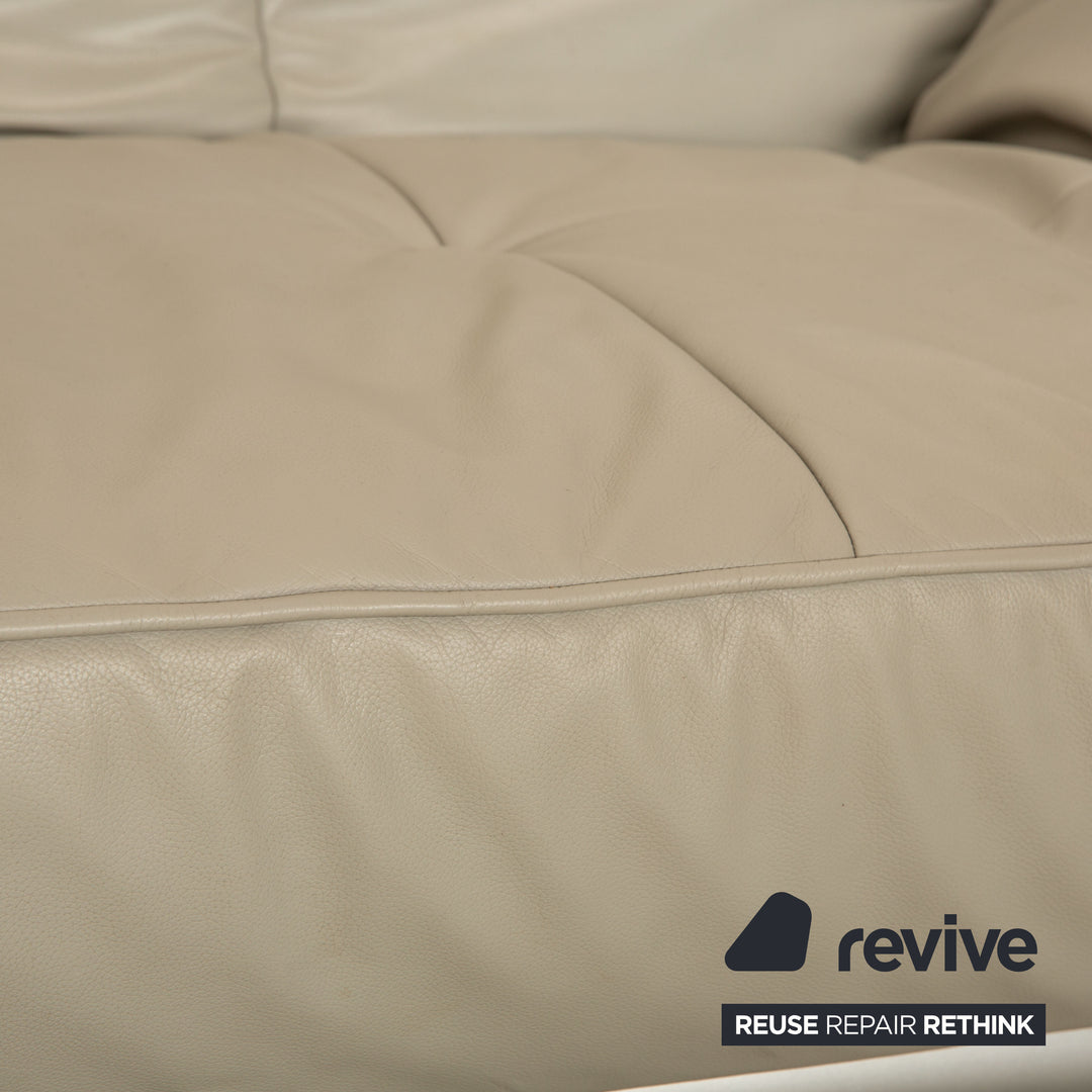 ligne roset Smala Leder Dreisitzer Grau Sofa Couch manuelle Funktion Schlaffunktion