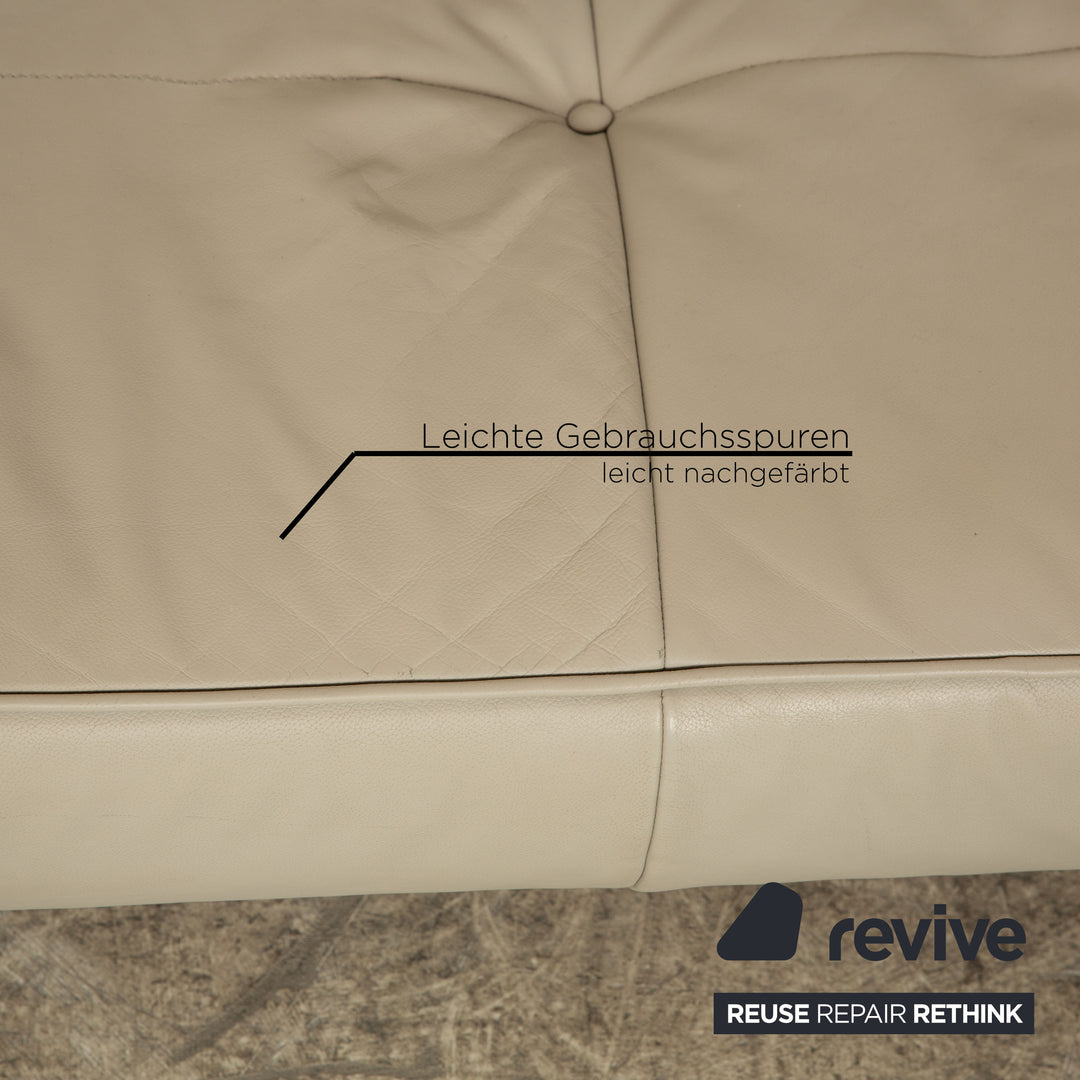 ligne roset Smala Leder Dreisitzer Grau Sofa Couch manuelle Funktion Schlaffunktion