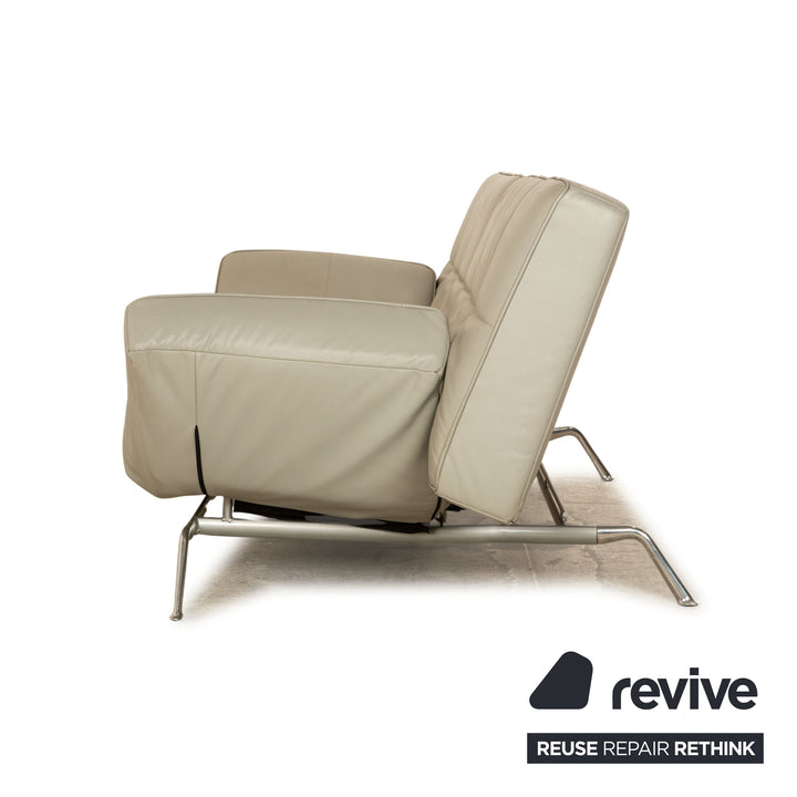 ligne roset Smala Leder Dreisitzer Grau Sofa Couch manuelle Funktion Schlaffunktion