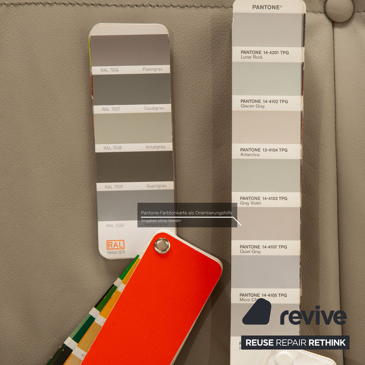 ligne roset Smala Leder Dreisitzer Grau Sofa Couch manuelle Funktion Schlaffunktion