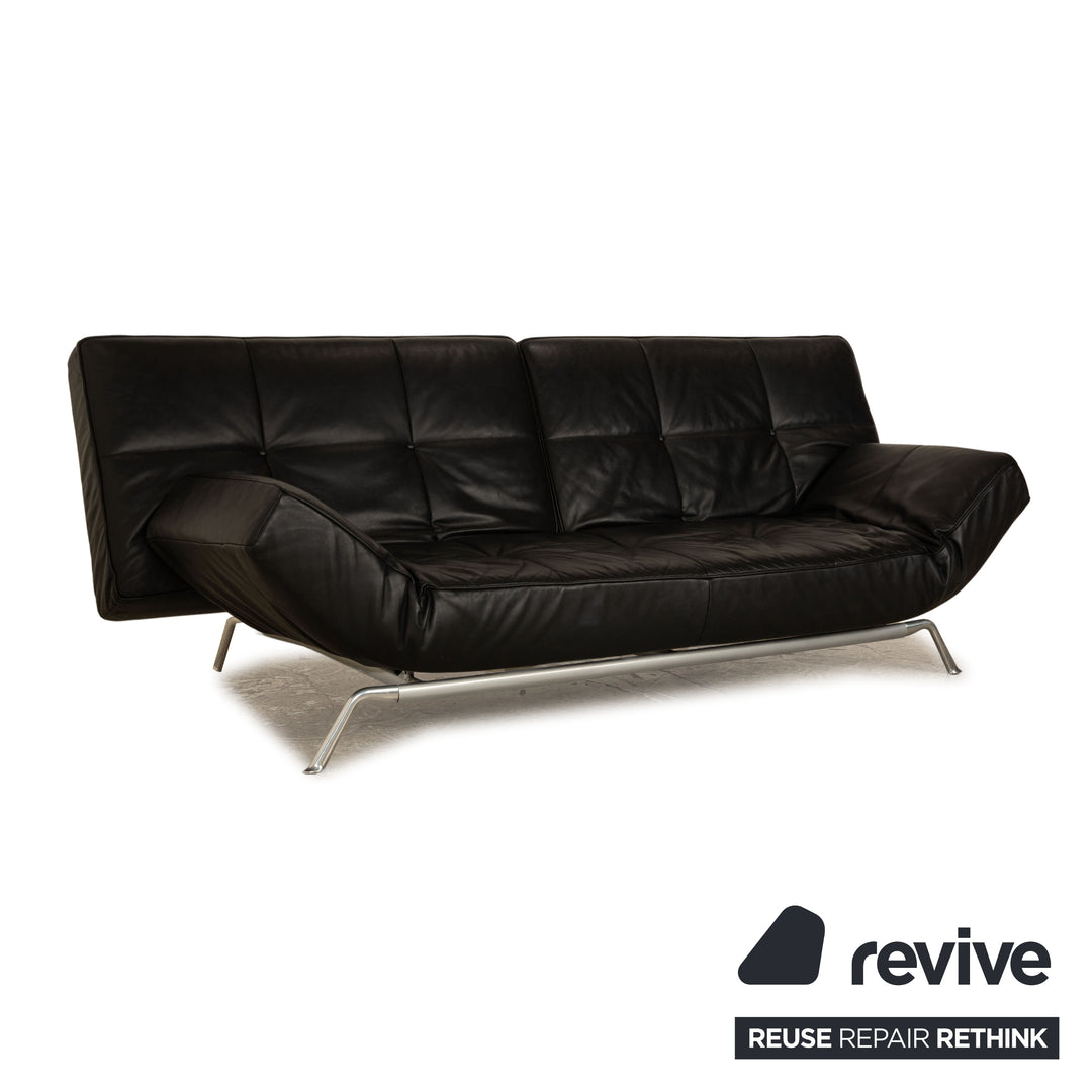 ligne roset Smala leather three-seater black sofa couch manual function sleep function