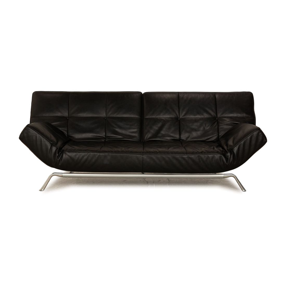 ligne roset Smala leather three-seater black sofa couch manual function sleep function