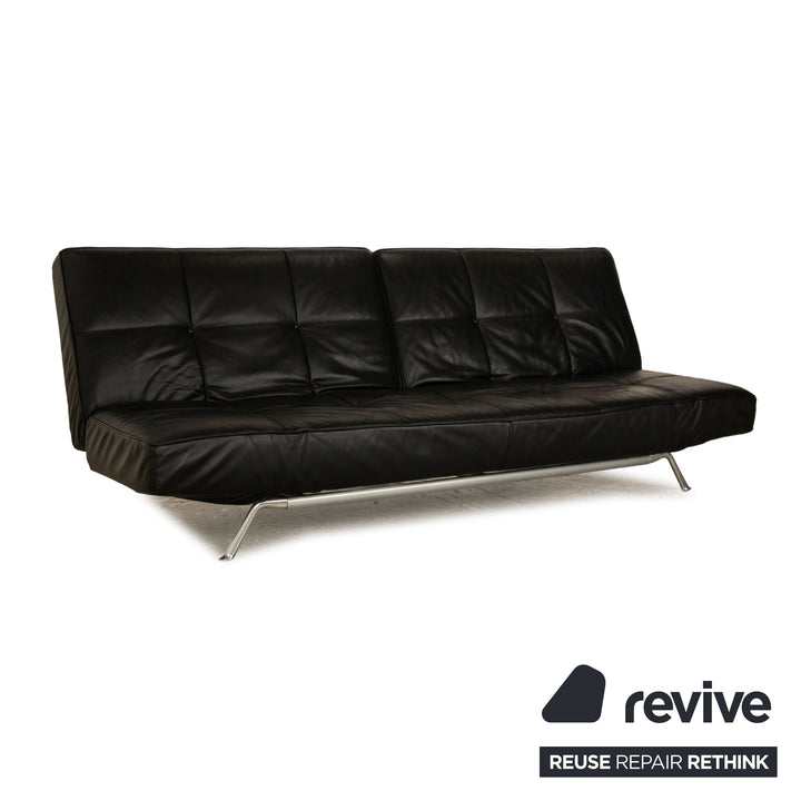 ligne roset Smala leather three-seater black sofa couch manual function sleep function