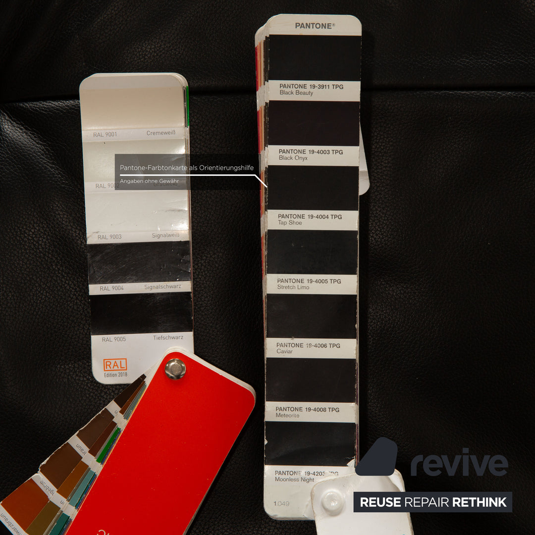 ligne roset Smala Leder Sofa Garnitur Schwarz  Dreisitzer Hocker manuelle Funktion Sofa Couch Schlaffunktion