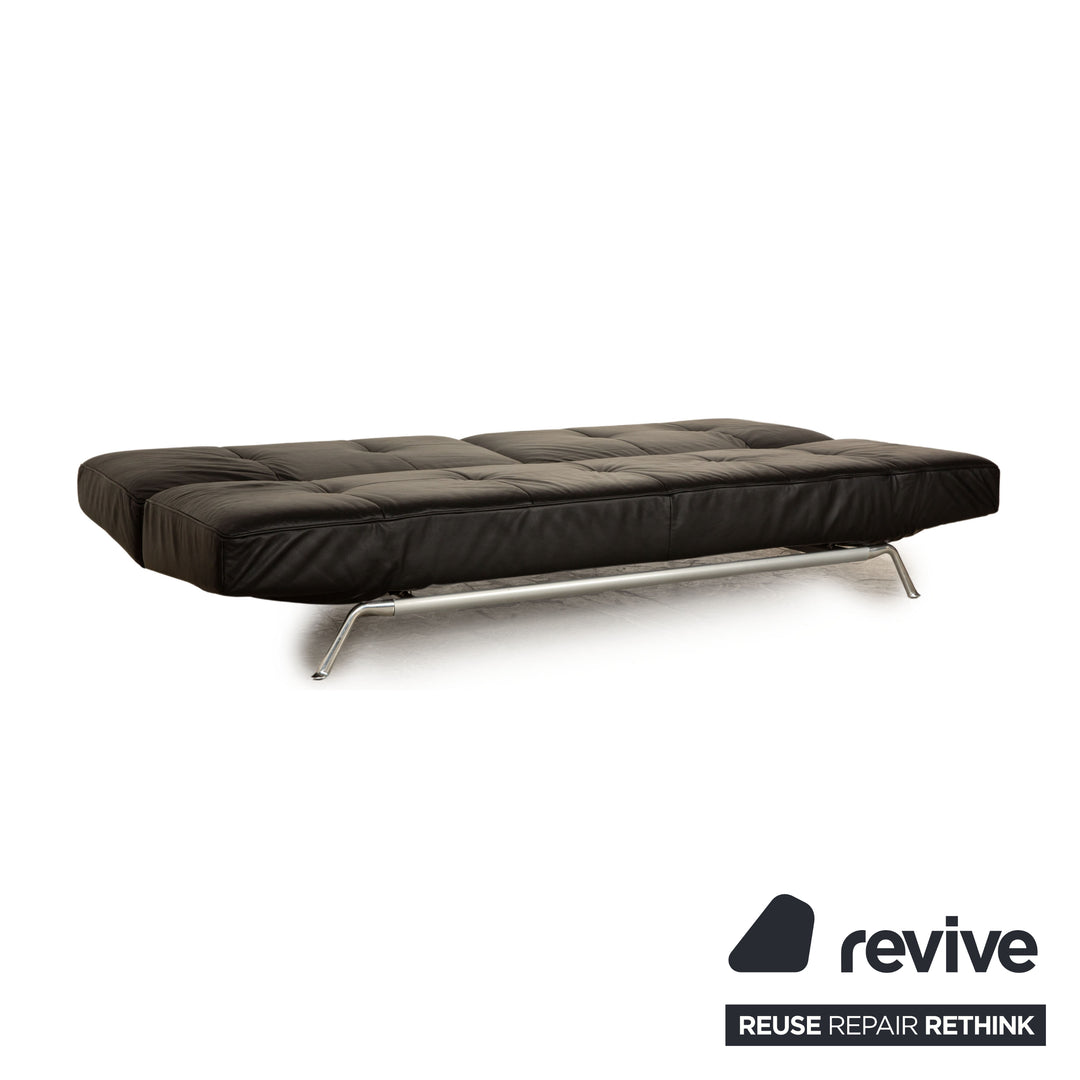 ligne roset Smala Leder Sofa Garnitur Schwarz  Dreisitzer Hocker manuelle Funktion Sofa Couch Schlaffunktion