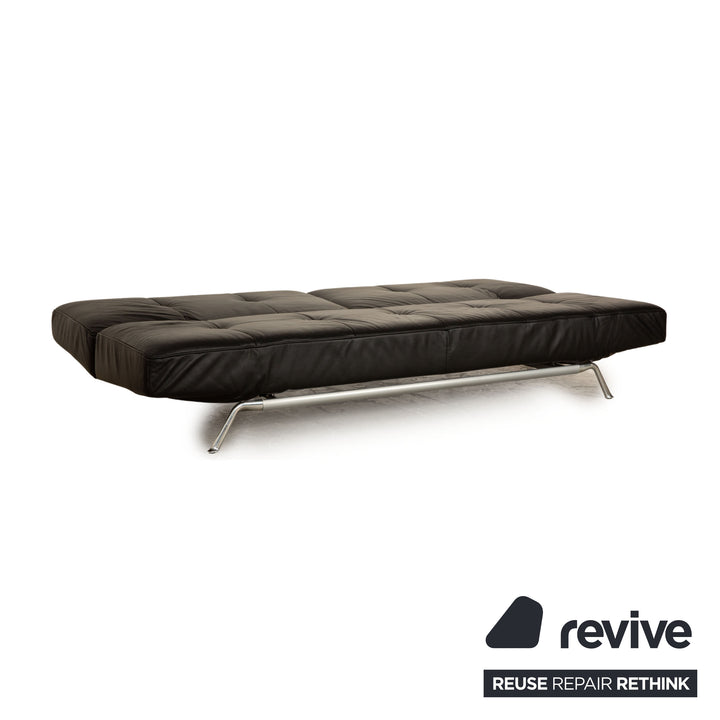 ligne roset Smala Leder Sofa Garnitur Schwarz  Dreisitzer Hocker manuelle Funktion Sofa Couch Schlaffunktion