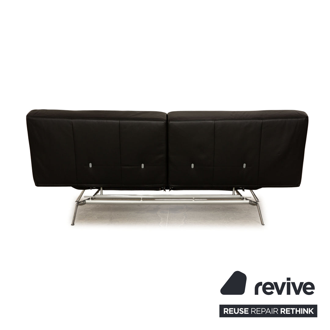 ligne roset Smala Leder Sofa Garnitur Schwarz  Dreisitzer Hocker manuelle Funktion Sofa Couch Schlaffunktion