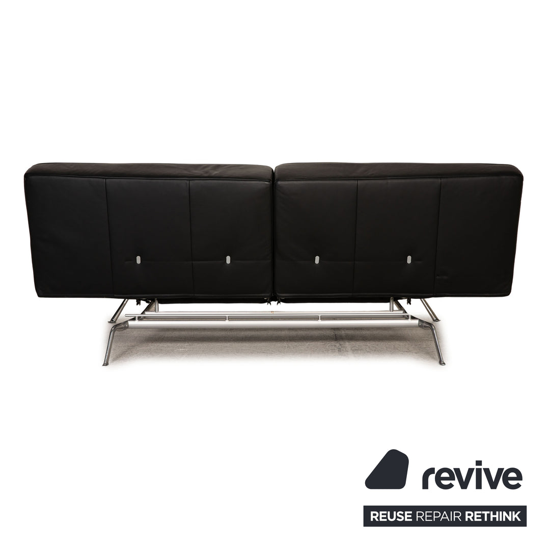 ligne roset Smala Leder Sofa Schwarz Dreisitzer Couch Funktion Schlaffunktion